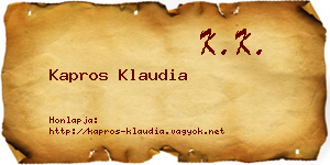 Kapros Klaudia névjegykártya